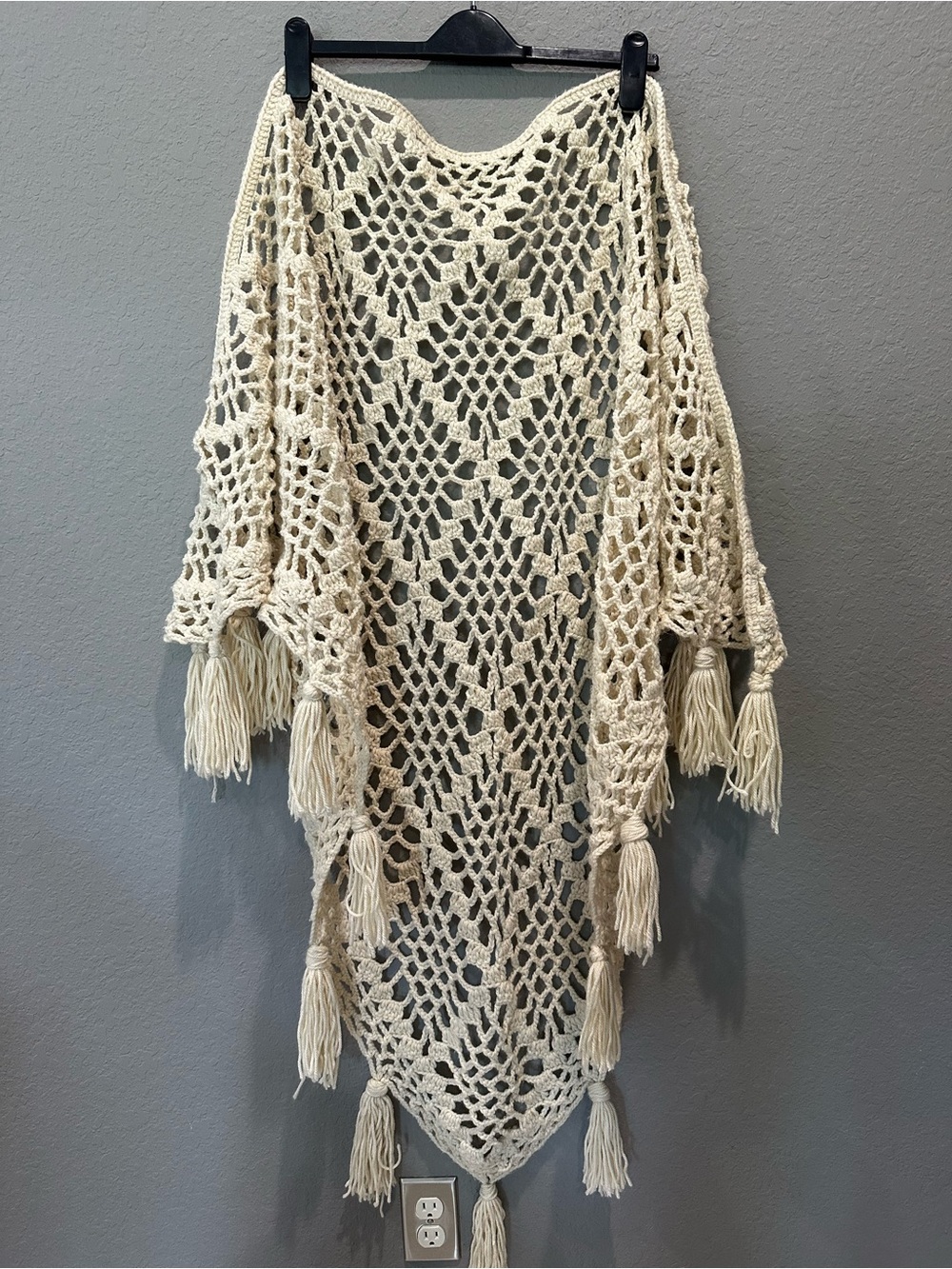 Handcrafted Crochet Shawl Wrap With tassel